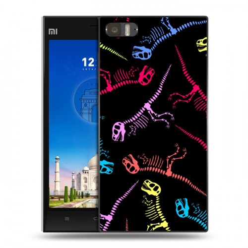 Дизайнерский пластиковый чехол для Xiaomi MI3 Узоры динозавров