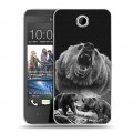 Дизайнерский пластиковый чехол для HTC Desire 300 Схватка медведей