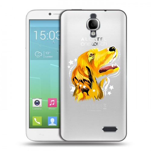 Полупрозрачный дизайнерский силиконовый чехол для Alcatel One Touch Idol Прозрачные собаки