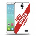 Дизайнерский силиконовый чехол для Alcatel One Touch Idol Red White Fans