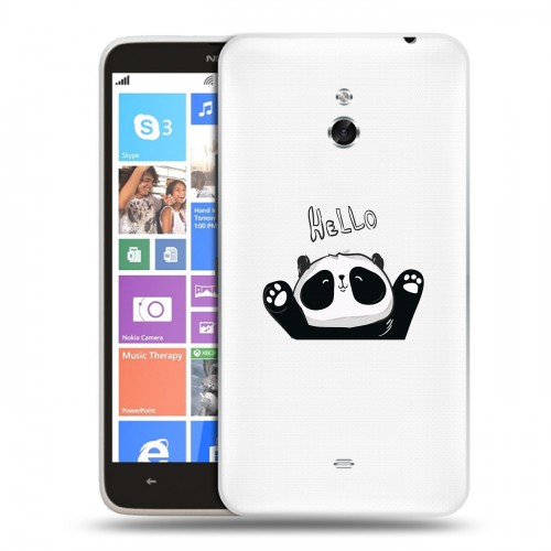 Полупрозрачный дизайнерский пластиковый чехол для Nokia Lumia 1320 Прозрачные панды - смайлики