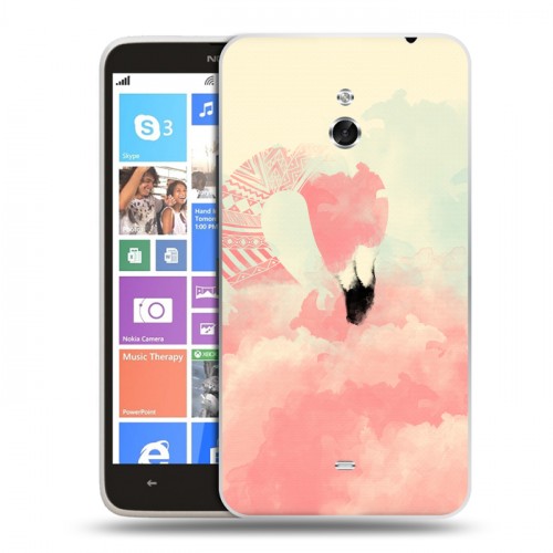 Дизайнерский пластиковый чехол для Nokia Lumia 1320 Розовые фламинго