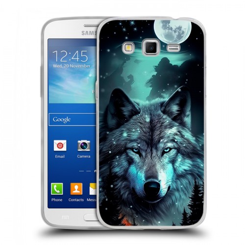 Дизайнерский пластиковый чехол для Samsung Galaxy Grand 2 Волк и луна