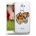 Полупрозрачный дизайнерский пластиковый чехол для LG Optimus G2 mini Прозрачные тигры