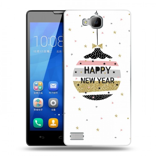 Дизайнерский пластиковый чехол для Huawei Honor 3c новогодний принт