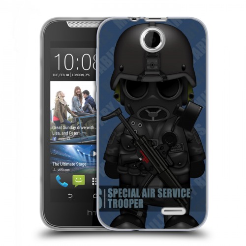 Дизайнерский силиконовый чехол для HTC Desire 310 Армейцы мультяшки