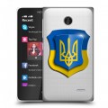Полупрозрачный дизайнерский пластиковый чехол для Nokia X Флаг Украины