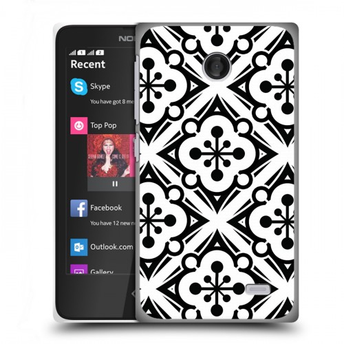 Дизайнерский пластиковый чехол для Nokia X Черно-белые фантазии