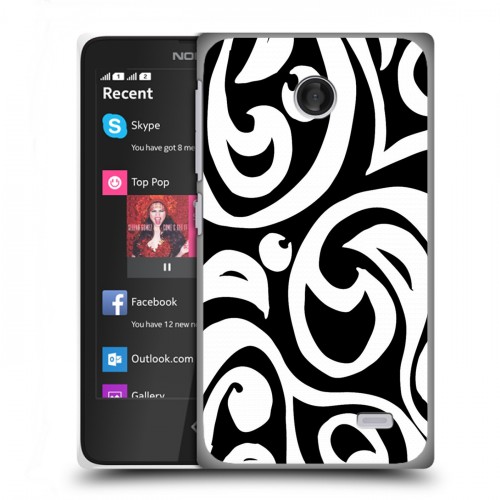 Дизайнерский пластиковый чехол для Nokia X Черно-белые фантазии