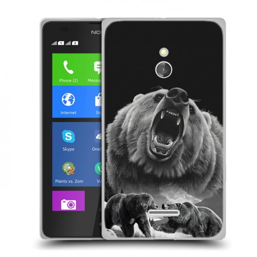 Дизайнерский силиконовый чехол для Nokia XL Схватка медведей