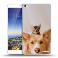 Дизайнерский пластиковый чехол для Huawei MediaPad X1 7.0 Собака и котенок