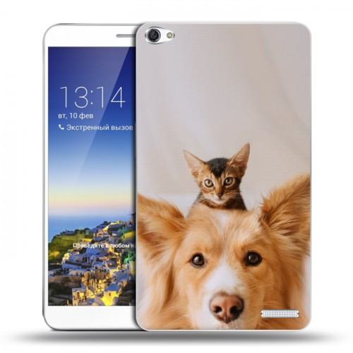 Дизайнерский пластиковый чехол для Huawei MediaPad X1 7.0 Собака и котенок