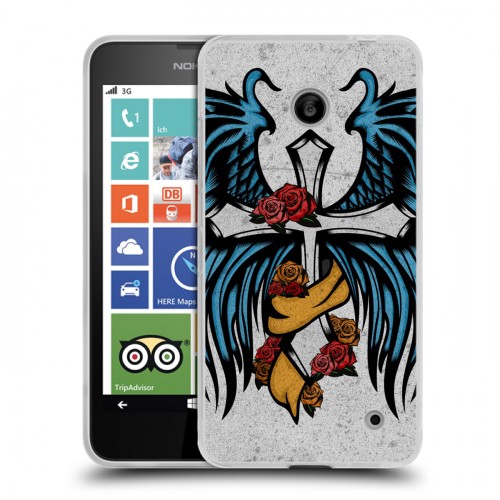 Дизайнерский пластиковый чехол для Nokia Lumia 630/635 Тату и крылья