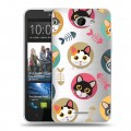 Полупрозрачный дизайнерский пластиковый чехол для HTC Desire 516 Прозрачные кошки