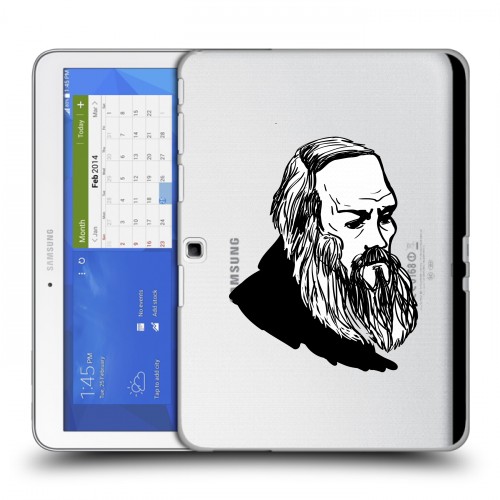 Дизайнерский силиконовый чехол для Samsung Galaxy Tab 4 10.1 Прозрачные русские писатели