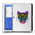 Дизайнерский силиконовый чехол для Samsung Galaxy Tab 4 10.1 Прозрачные леопарды