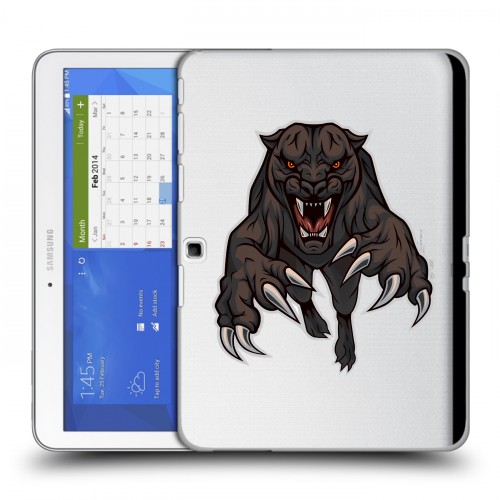 Дизайнерский силиконовый чехол для Samsung Galaxy Tab 4 10.1 Прозрачные леопарды