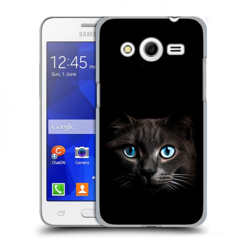 Дизайнерский пластиковый чехол для Samsung Galaxy Core 2 Кот в темноте