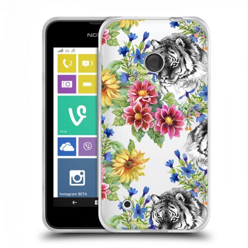 Полупрозрачный дизайнерский пластиковый чехол для Nokia Lumia 530 Летние принты Тигр