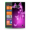 Дизайнерский пластиковый чехол для Nokia Lumia 730/735 Бабочки фиолетовые