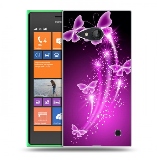 Дизайнерский пластиковый чехол для Nokia Lumia 730/735 Бабочки фиолетовые