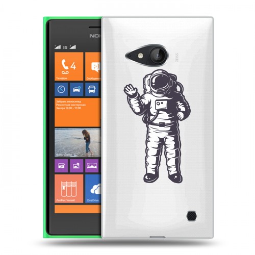 Полупрозрачный дизайнерский пластиковый чехол для Nokia Lumia 730/735 Прозрачный космос