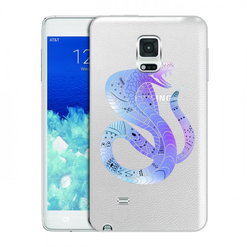 Полупрозрачный дизайнерский пластиковый чехол для Samsung Galaxy Note Edge Прозрачные змеи