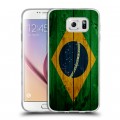 Дизайнерский пластиковый чехол для Samsung Galaxy S6 Флаг Бразилии