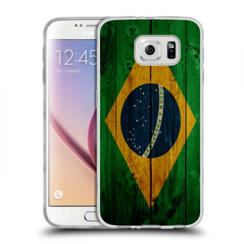 Дизайнерский пластиковый чехол для Samsung Galaxy S6 Флаг Бразилии