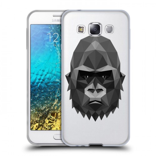 Полупрозрачный дизайнерский пластиковый чехол для Samsung Galaxy E5 Прозрачные обезьяны