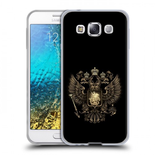 Дизайнерский пластиковый чехол для Samsung Galaxy E5 герб России золотой