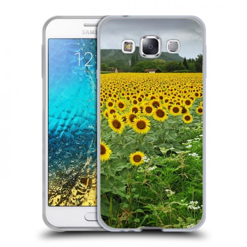 Дизайнерский пластиковый чехол для Samsung Galaxy E5 Подсолнухи