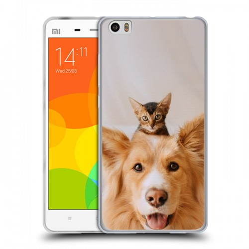 Дизайнерский пластиковый чехол для Xiaomi Mi Note Собака и котенок