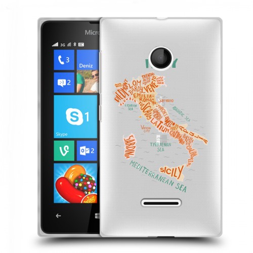 Полупрозрачный дизайнерский пластиковый чехол для Microsoft Lumia 435 Флаг Италии