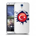 Полупрозрачный дизайнерский пластиковый чехол для HTC Desire 620 Флаг Турции