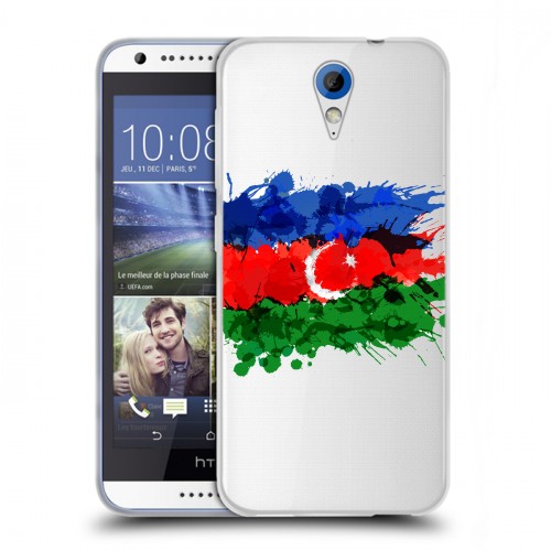 Полупрозрачный дизайнерский пластиковый чехол для HTC Desire 620 Флаг Азербайджана