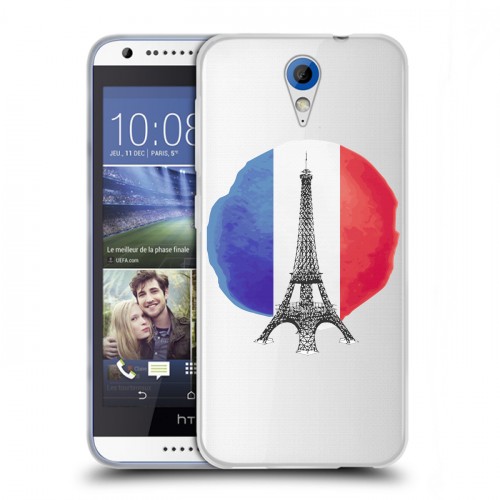 Полупрозрачный дизайнерский пластиковый чехол для HTC Desire 620 Флаг Франции