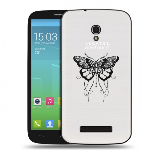 Полупрозрачный дизайнерский пластиковый чехол для Alcatel One Touch Pop S9 прозрачные Бабочки 