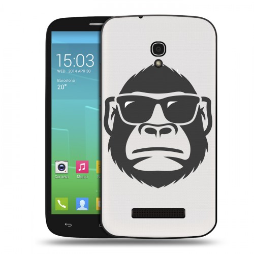 Полупрозрачный дизайнерский пластиковый чехол для Alcatel One Touch Pop S9 Прозрачные обезьяны