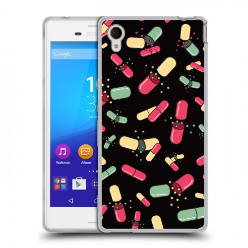 Дизайнерский пластиковый чехол для Sony Xperia M4 Aqua Разноцветные таблетки