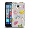 Полупрозрачный дизайнерский пластиковый чехол для Microsoft Lumia 640 Прозрачные пончики