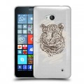 Дизайнерский пластиковый чехол для Microsoft Lumia 640 Прозрачные леопарды