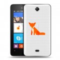Полупрозрачный дизайнерский силиконовый чехол для Microsoft Lumia 430 Dual SIM Прозрачные лисы