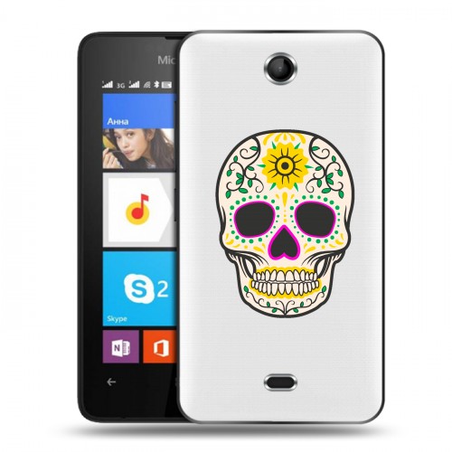 Дизайнерский силиконовый чехол для Microsoft Lumia 430 Dual SIM Прозрачные веселые черепа