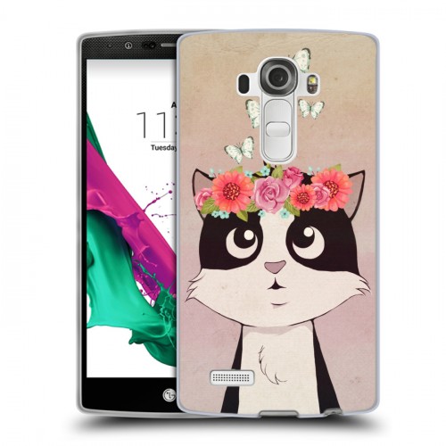 Дизайнерский силиконовый чехол для LG G4 Животные с цветами
