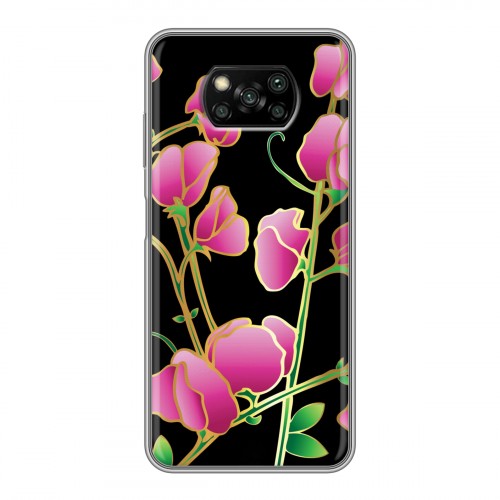 Дизайнерский силиконовый с усиленными углами чехол для Xiaomi Poco X3 Люксовые цветы