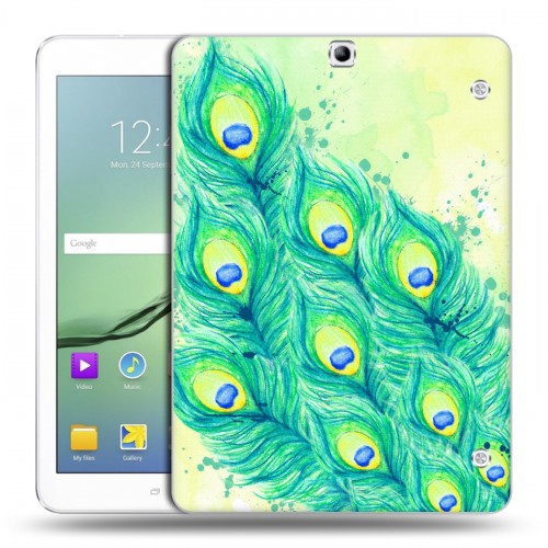 Дизайнерский силиконовый чехол для Samsung Galaxy Tab S2 9.7 Перья павлина