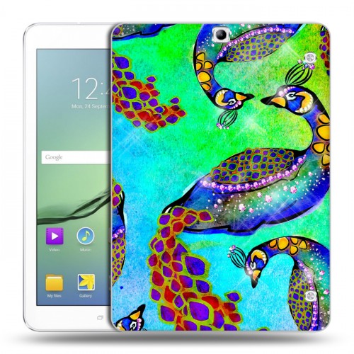 Дизайнерский силиконовый чехол для Samsung Galaxy Tab S2 9.7 Блистающий павлин