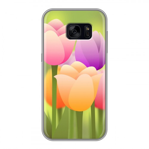Дизайнерский силиконовый чехол для Samsung Galaxy S7 Edge Романтик цветы