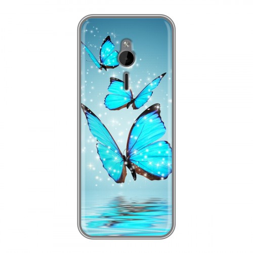 Дизайнерский силиконовый чехол для Nokia 230 Бабочки голубые